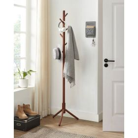 Sturdy Solid Wood Coat Rack in White Finish with 8 Hooks