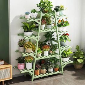Indoor Outdoor 12-Shelf Green Wood Triangular Flower Pot Plant Stand