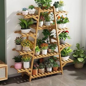 Indoor Outdoor 12-Shelf Solid Wood Triangular Flower Pot Plant Stand