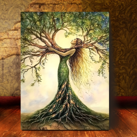 Room Decor 1pc Tree Of Life Canvas Art Print, Wooden Framed Nature-Inspired Wall Decor For Living Room, Bedroom, Office, Cafe - Unique Gift Idea, (Option: 32X16inch)