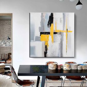 Hand Painted Oil Paintings Black and white gold Modern Abstract Oil Paintings On Canvas Wall Art Decorative Picture Living Room Hallway Bedroom L (style: 01, size: 90x90cm)