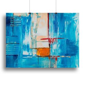 White Red and Blue Abstract Painting Canvas Print or Poster (Type: Poster Print, size: Large (24" x 16"))