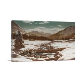 Mountains By Moonlight (Type: Standard Framed Canvas Print, size: 40" x 26" / 100cm x 65cm (approx))