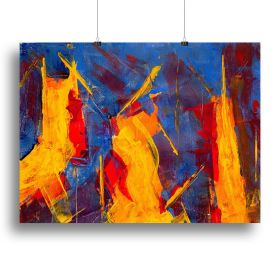 Yellow Blue Brown and Red Abstract Painting Canvas Print or Poster (Type: Poster Print, size: Medium (16" x 12"))