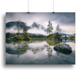 Rainy Morning At Hintersee Bavaria Canvas Print or Poster (Type: Standard Framed Canvas Print, size: 12" x 8" / 30cm x 20cm (approx))