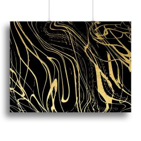Black and Gold Swirled Abstract Canvas Print or Poster (Type: Poster Print, size: 40" x 26" / 100cm x 65cm (approx))