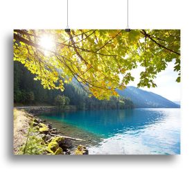Autumn sun flare on lake Canvas Print or Poster (Type: Poster Print, size: 28" x 20" / 70cm x 50cm (approx))