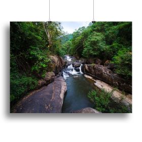 water fall in the forest Canvas Print or Poster (Type: Poster Print, size: 16" x 12" / 42cm x 30cm (approx))