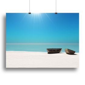 Hot Sun on White Sand Canvas Print or Poster (Type: Standard Framed Canvas Print, size: 12" x 8" / 30cm x 20cm (approx))
