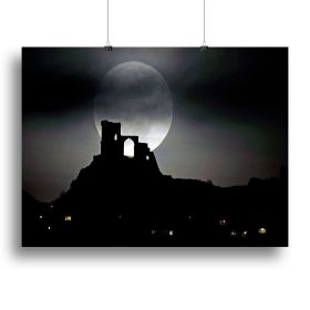 Super Moon at Mow Cop Canvas Print or Poster (Type: Standard Framed Canvas Print, size: 16" x 12" / 42cm x 30cm (approx))