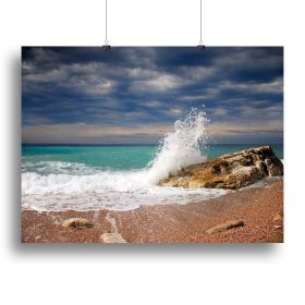 Wave crash on the stone Canvas Print or Poster (Type: Poster Print, size: 12" x 8" / 30cm x 20cm (approx))