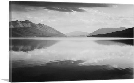 Evening - McDonald Lake - Glacier National Park - Montana (Type: Standard Framed Canvas Print, size: 16" x 12" / 42cm x 30cm (approx))