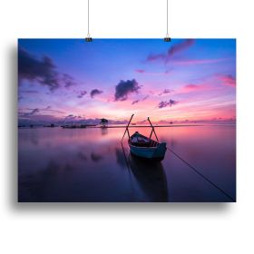 Pink Sunrise Over Lake Canvas Print or Poster (Type: Standard Framed Canvas Print, size: 28" x 20" / 70cm x 50cm (approx))