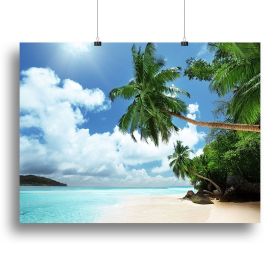 beach on Mahe island Canvas Print or Poster (Type: Standard Framed Canvas Print, size: 40" x 26" / 100cm x 65cm (approx))