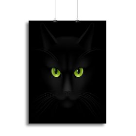 Black cat with green eyes Canvas Print or Poster (Type: Poster Print, size: 40" x 26" / 100cm x 65cm (approx))