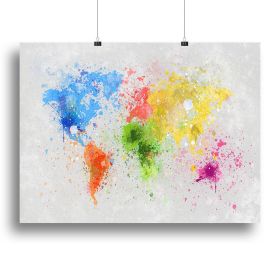 world map painting Canvas Print or Poster (Type: Poster Print, size: 16" x 12" / 42cm x 30cm (approx))